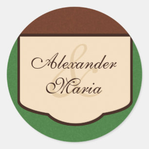 Adesivo Redondo Sweet Mocha & Green Wedding Envelope Seals