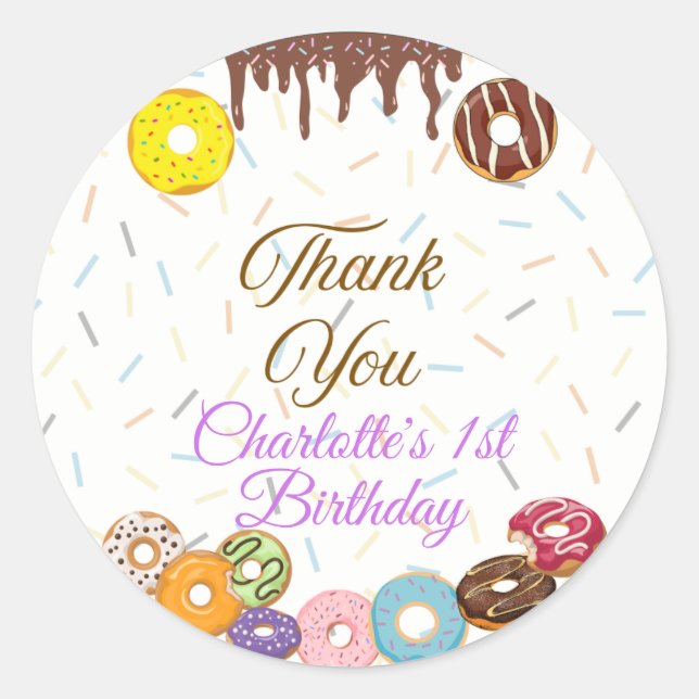 Adesivo Redondo Sweet One First Birthday Favor sticker (Frente)