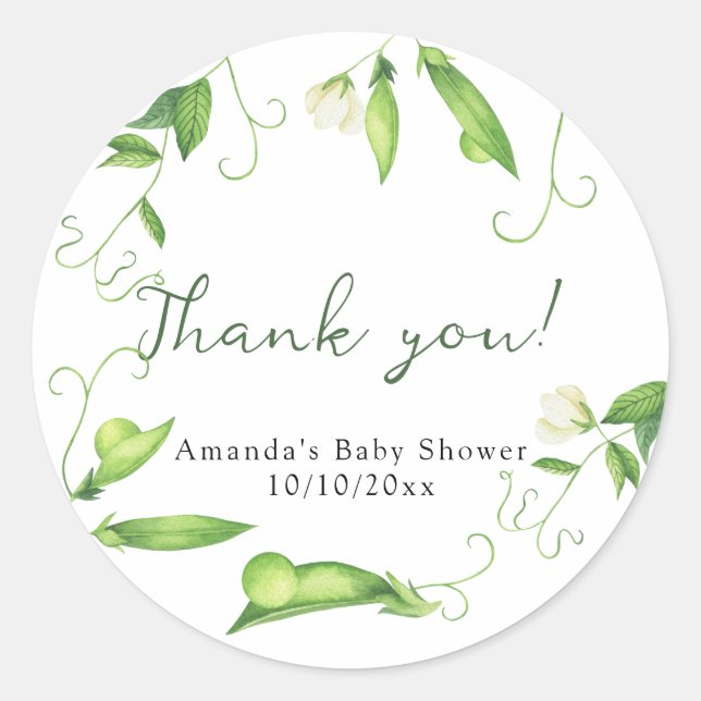 Adesivo Redondo Sweet Pea Baby Shower Thank you (Frente)