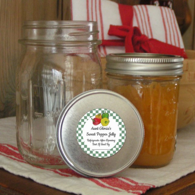 Adesivo Redondo Sweet Pepper Jelly Custom Canning Jar Sticker (Criador carregado)