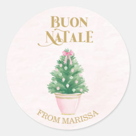 Adesivo Redondo Sweet Pink & Green Italian Christmas Tree