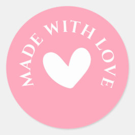 Adesivo Redondo Sweet Pink "Made With Love"
