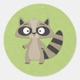 Adesivo Redondo Sweet Raccoon em Verde