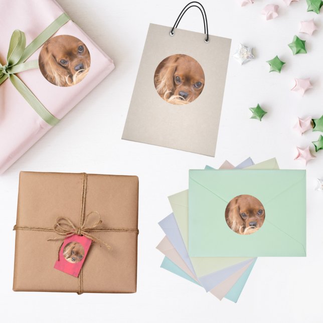 Adesivo Redondo Sweet Ruby Cavalier King Charles Spaniel (Criador carregado)