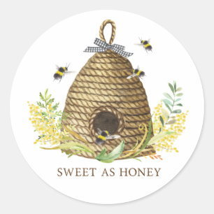 Adesivo Redondo Sweet Rustic As Honey Bee Hive Glass