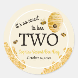 Adesivo Redondo Sweet To Bee Two Second Birthday Bees Honeycomb