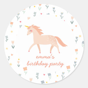 Adesivo Redondo Sweet Unicorn Floral