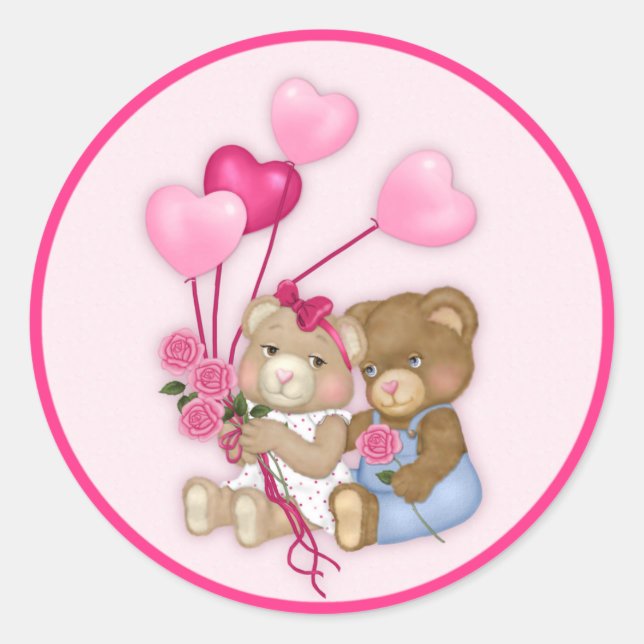 Adesivo Redondo Swetheart Bears (Frente)