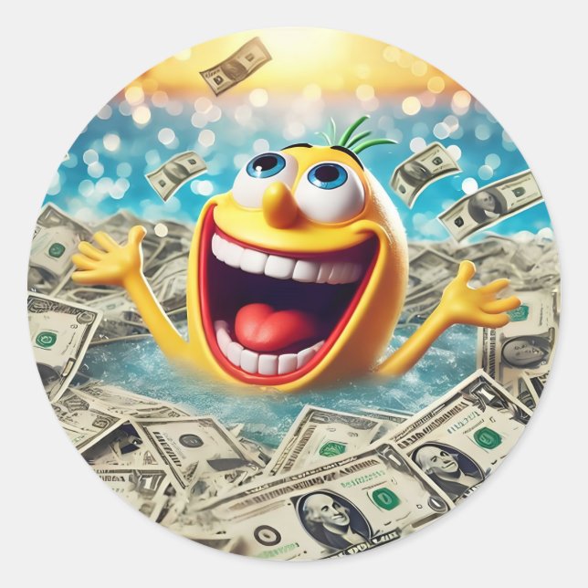 Adesivo Redondo swimming in money (Frente)