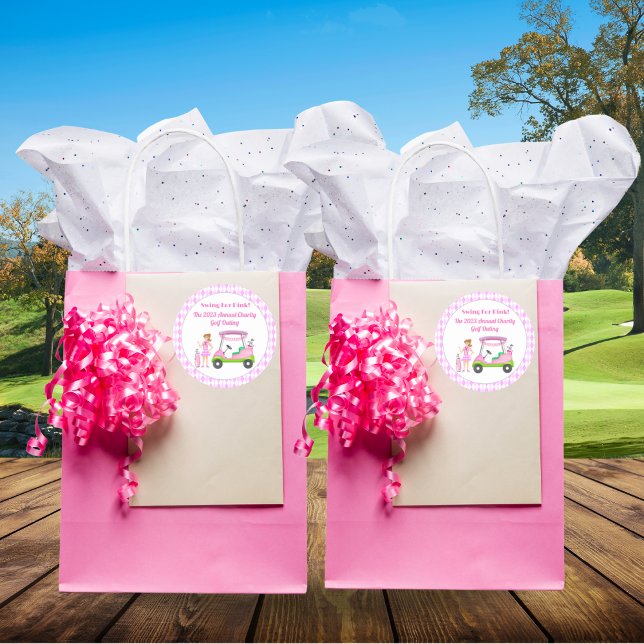 Adesivo Redondo Swing For Pink Golf Outing Breast Cancer (Criador carregado)