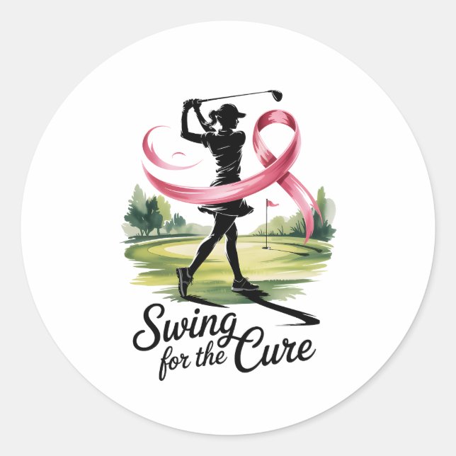 Adesivo Redondo Swing para o Cancer do Cure Golf Breast (Frente)