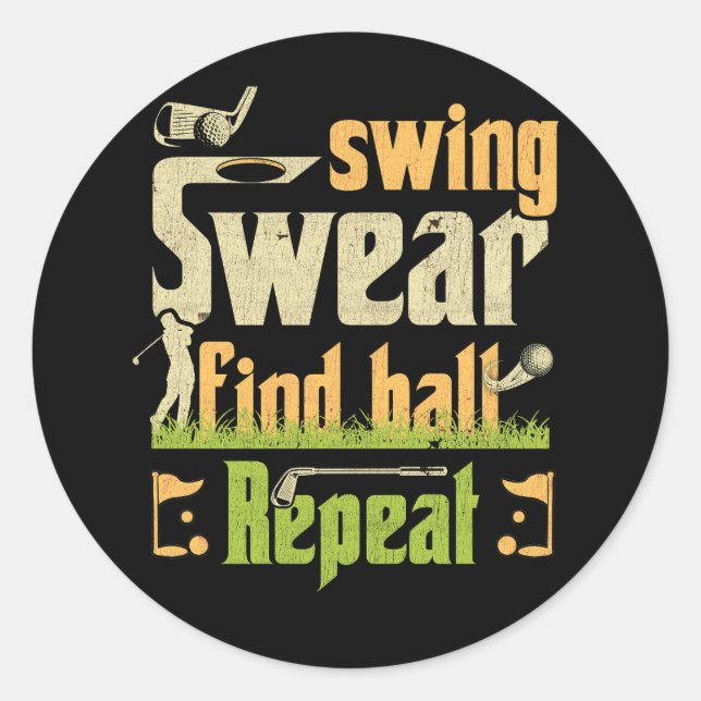 Adesivo Redondo Swing Swear Find Ball Repete Golfe de Golfe de Car (Frente)