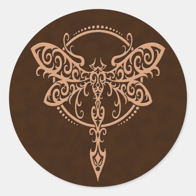 Adesivo Redondo Swirling Brown Dragonfly (Frente)