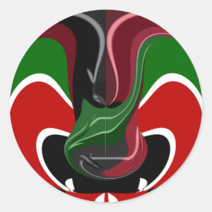 Adesivo Redondo Swirling Kenyan Flag: Uma arte moderna do Motif