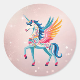 Adesivo Redondo Swirling Unicorn