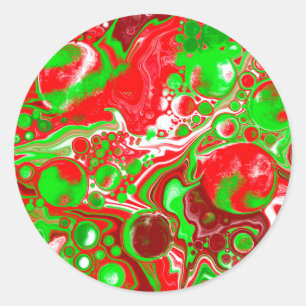 Adesivo Redondo Swirls de Natal Vermelho e Verde
