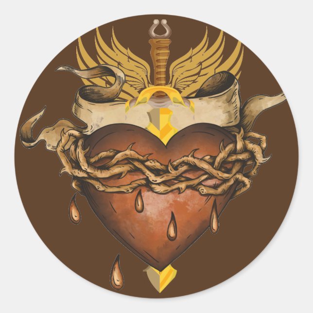 Adesivo Redondo Sword & Heart Sticker (Frente)