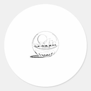 Adesivo Redondo Sydney num globo de vidro