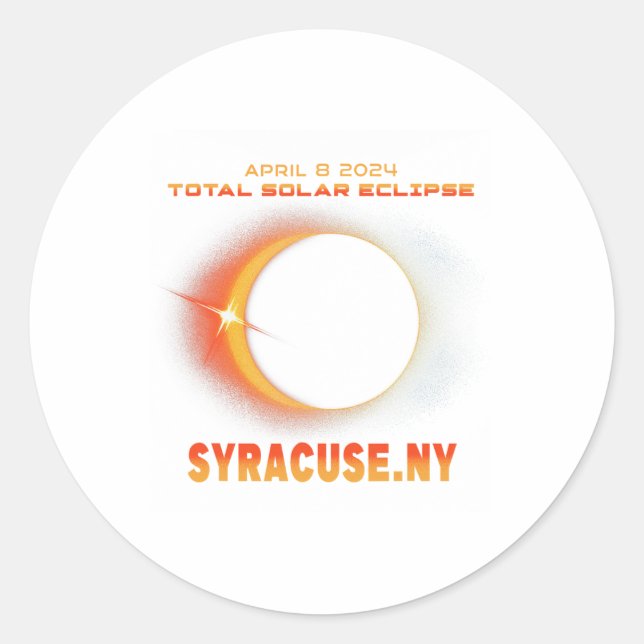 Adesivo Redondo Syracuse New York Total Solar Eclipse 2024 (Frente)