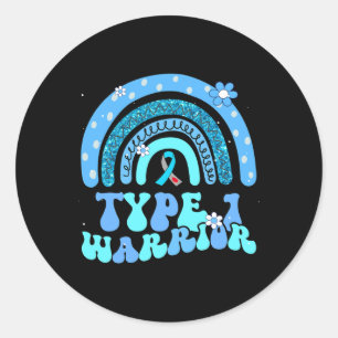 Adesivo Redondo T1d Guerreiro Tipo 1 Diabetes Consciência Azul Fit