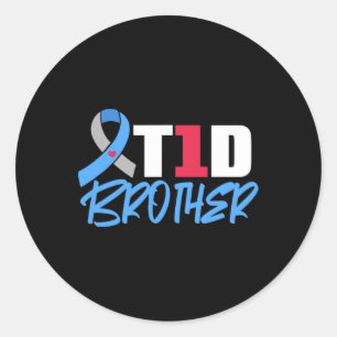Adesivo Redondo T1D Irmão Tipo 1 Sensibilização para a diabetes