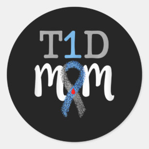 Adesivo Redondo T1D Mãe - Mamãe de Consciência da Diabetes Tipo 1