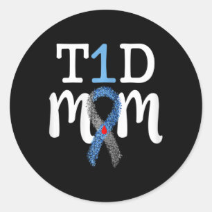 Adesivo Redondo T1d Mãe - Mamãe de Sensibilização para a Diabetes 