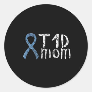 Adesivo Redondo T1d Mãe Tipo 1 Sensibilização para a Diabetes Pres