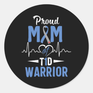 Adesivo Redondo T1d Orgulho Mãe Diabetes Sensibilização Tipo 1 Ins