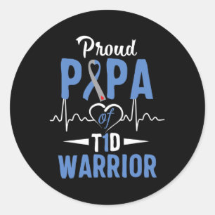 Adesivo Redondo T1d Orgulho Papa Diabetes Sensibilização Tipo 1 In