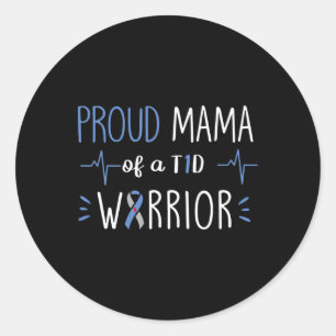 Adesivo Redondo T1d Orgulhosa Mama Diabetes Consciência Blue Ribbo