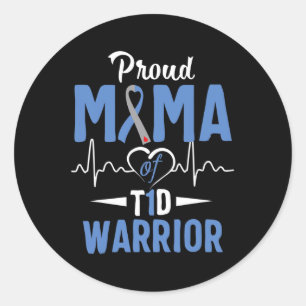 Adesivo Redondo T1d Orgulhosa Mama Diabetes Sensibilização Tipo 1