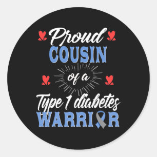Adesivo Redondo T1d Primo Orgulhoso Conscientização do Diabetes Ti