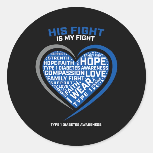 Adesivo Redondo T1d Sua Luta É Minha Luta Contra Diabetes Juvenis  (Frente)