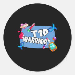 Adesivo Redondo T1d Suporte a Diabetes do Guerreiro Tipo 1 T1