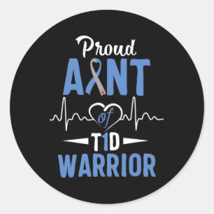 Adesivo Redondo T1d Tia Orgulhosa Diabetes Sensibilização Tipo 1 I