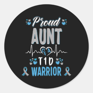 Adesivo Redondo T1d Tia Orgulhosa Diabetes Sensibilização Tipo 1 P