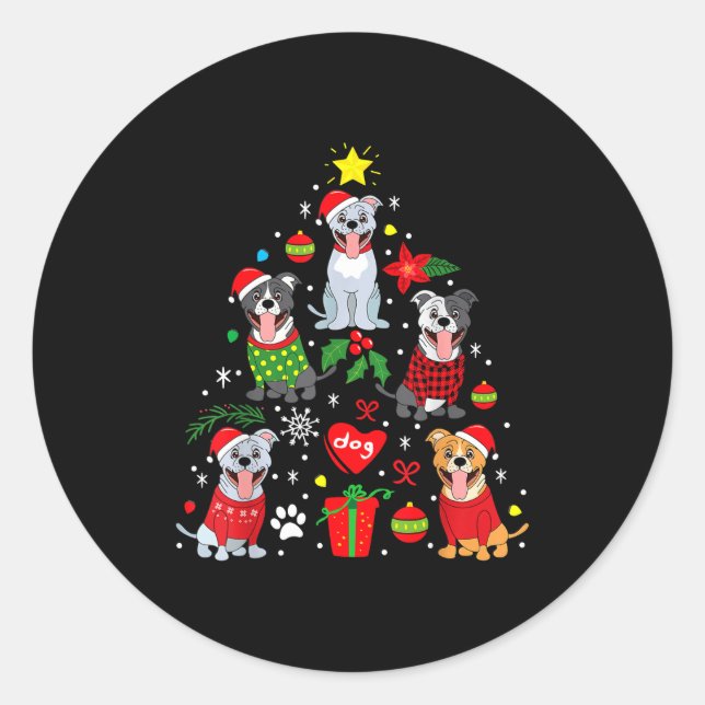 Adesivo Redondo T Bull American Staffordshire Christmas Gift For M (Frente)