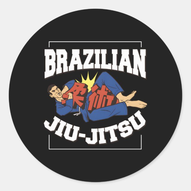 Adesivo Redondo T diz Jiu-Jitsu brasileiro (Frente)