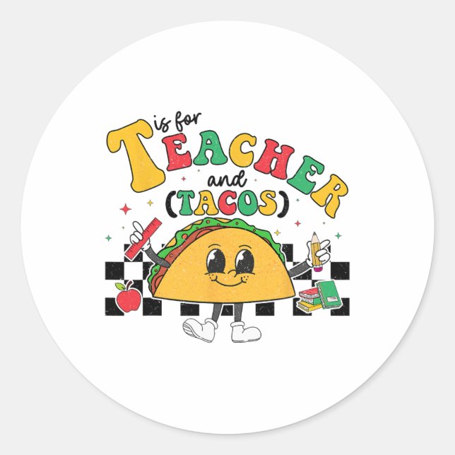 Adesivo Redondo T É Para Professora E Taco Terça Cinco De Mayo Te (Frente)