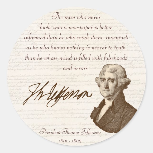 Adesivo Redondo T. Jefferson: Verdade e Jornais - Sticker (Frente)