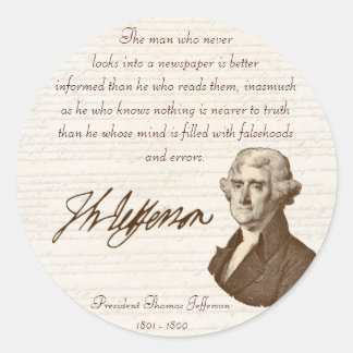 Adesivo Redondo T. Jefferson: Verdade e Jornais - Sticker