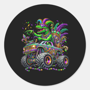 Adesivo Redondo T Kid Mardi Gras Grawr Dinossauro Trex Caminhão Mo