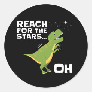 Adesivo Redondo T-Rex Alcançando as Estrelas Braços Curtos Engraça