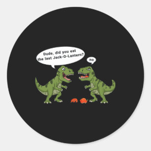 Adesivo Redondo T Rex Come Jack O Lantern Halloween Meninas Miúdas