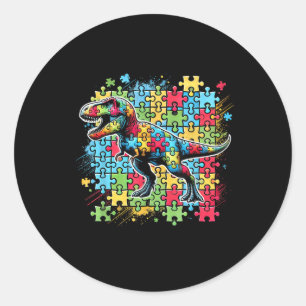 Adesivo Redondo T Rex Dinossaur Autista Autismo Sensibilização Men