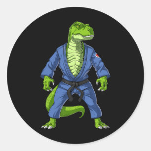 Adesivo Redondo T-rex Dinossaur Jiu-jitsu Judo Ninja Artes Marciai