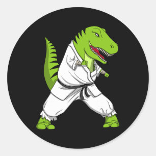 Adesivo Redondo T-rex Dinossaur Karate Kickboxing Artes Marciais J