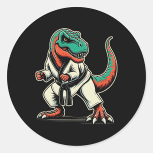 Adesivo Redondo T-rex Dinossaur Karate Taekwondo Artes Marciais