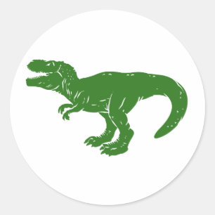 Adesivo Redondo T rex dinossauro - Escolher cor de fundo